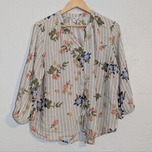 Sonoma Women's Floral Striped Comfy Lightweight Cute Business Casual Blouse XL